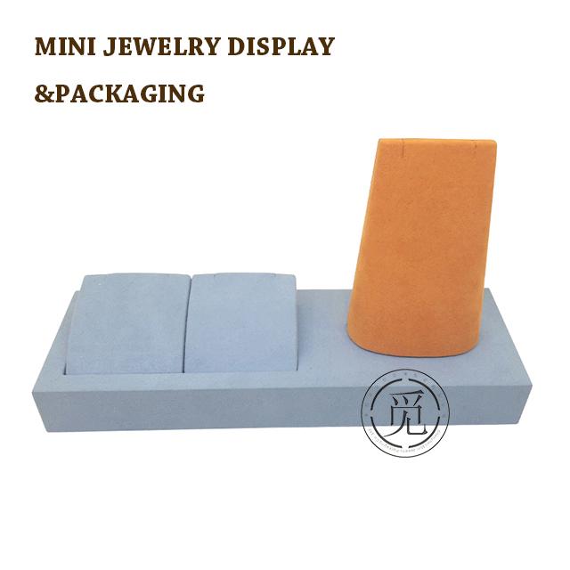 Blue leather fabric neckalce pendant earrin